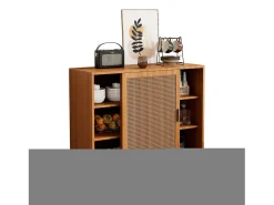 Aparador con 2 puertas, diseño moderno, madera, color nogal, con estantes regulables (100x40x90 cm)