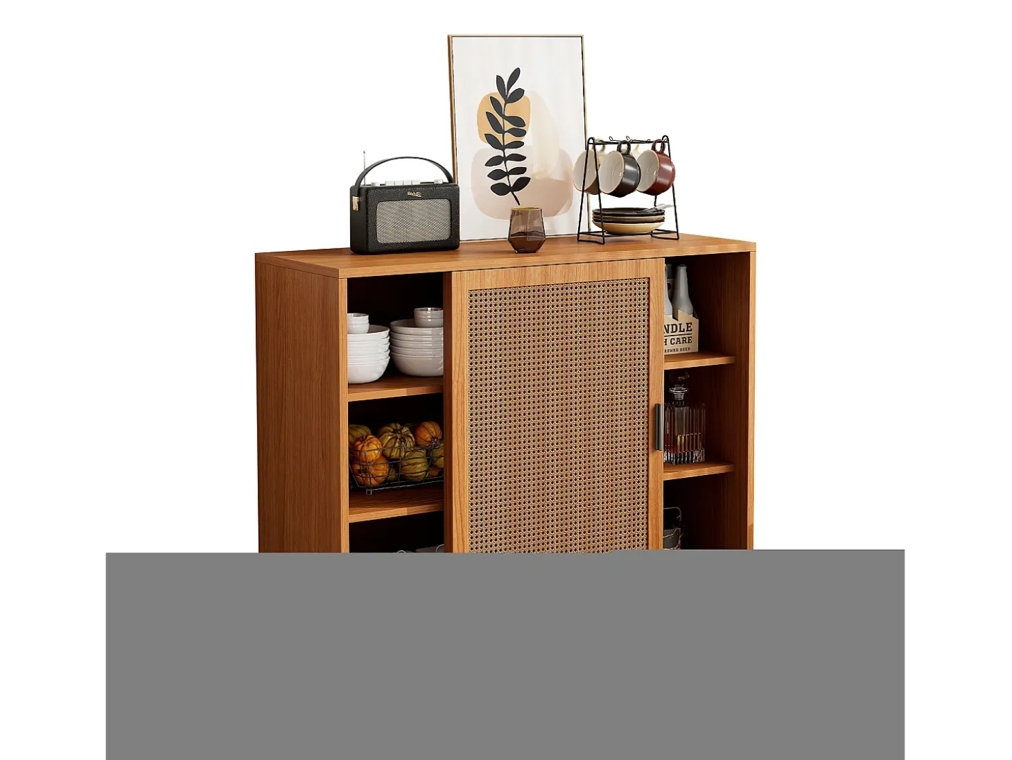 Aparador con 2 puertas, diseño moderno, madera, color nogal, con estantes regulables (100x40x90 cm)