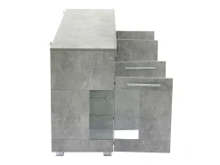 Aparador con 4 puertas e iluminación LED - Madera MDF + cristal templado - Gris cemento