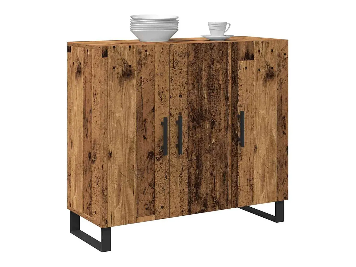 Aparador con 3 puertas en madera vieja 90x34x80 cm en madera de ingeniería
