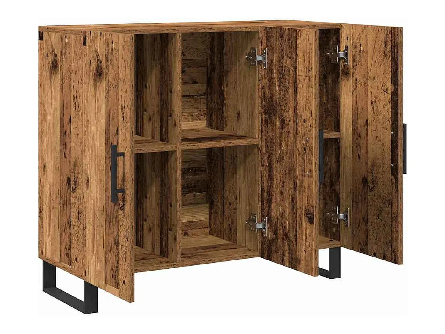 Aparador con 3 puertas en madera vieja 90x34x80 cm en madera de ingeniería