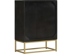 Aparador con 2 puertas madera mango negro y dorado 55x30x75 cm ES48298