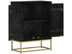 Aparador con 2 puertas madera mango negro y dorado 55x30x75 cm ES48298