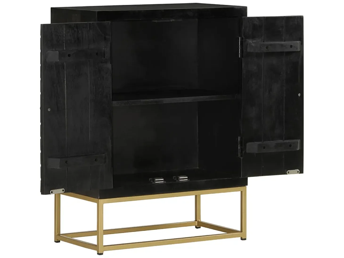 Aparador con 2 puertas madera mango negro y dorado 55x30x75 cm ES48298