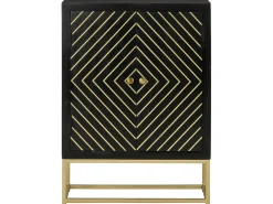 Aparador con 2 puertas madera mango negro y dorado 55x30x75 cm ES48298
