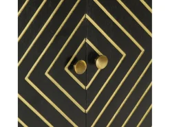 Aparador con 2 puertas madera mango negro y dorado 55x30x75 cm