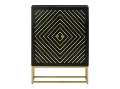 Aparador con 2 puertas madera mango negro y dorado 55x30x75 cm