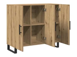 Aparador con 3 Puertas Roble Artesano 90x34x80 cm Madera de Ingeniería