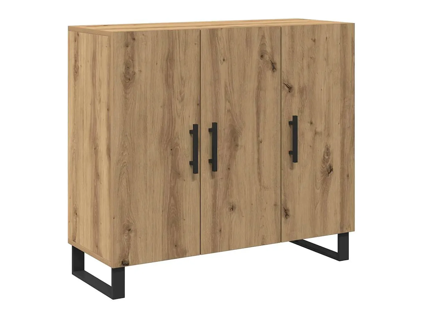 Aparador con 3 Puertas Roble Artesano 90x34x80 cm Madera de Ingeniería