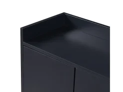 Aparador con 4 puertas sin tirador - estilo contemporáneo - madera + metal - negro