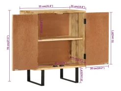 Aparador con 2 puertas 55x35x70 cm madera maciza de mango