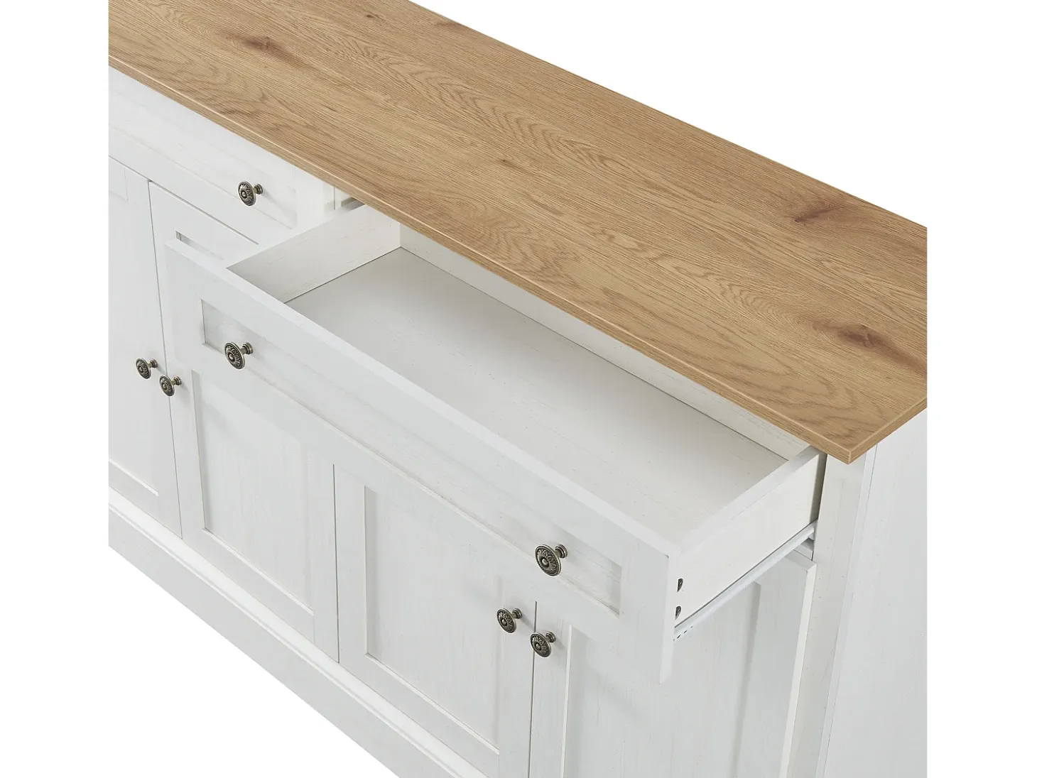 Aparador con 4 puertas y 2 cajones - madera - altura 150 cm - tapa natural