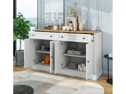 Aparador con 4 puertas y 2 cajones - madera - altura 150 cm - tapa natural