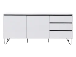 Aparador con 2 puertas y 3 cajones de MDF y acero - Blanco y negro - ABUJA