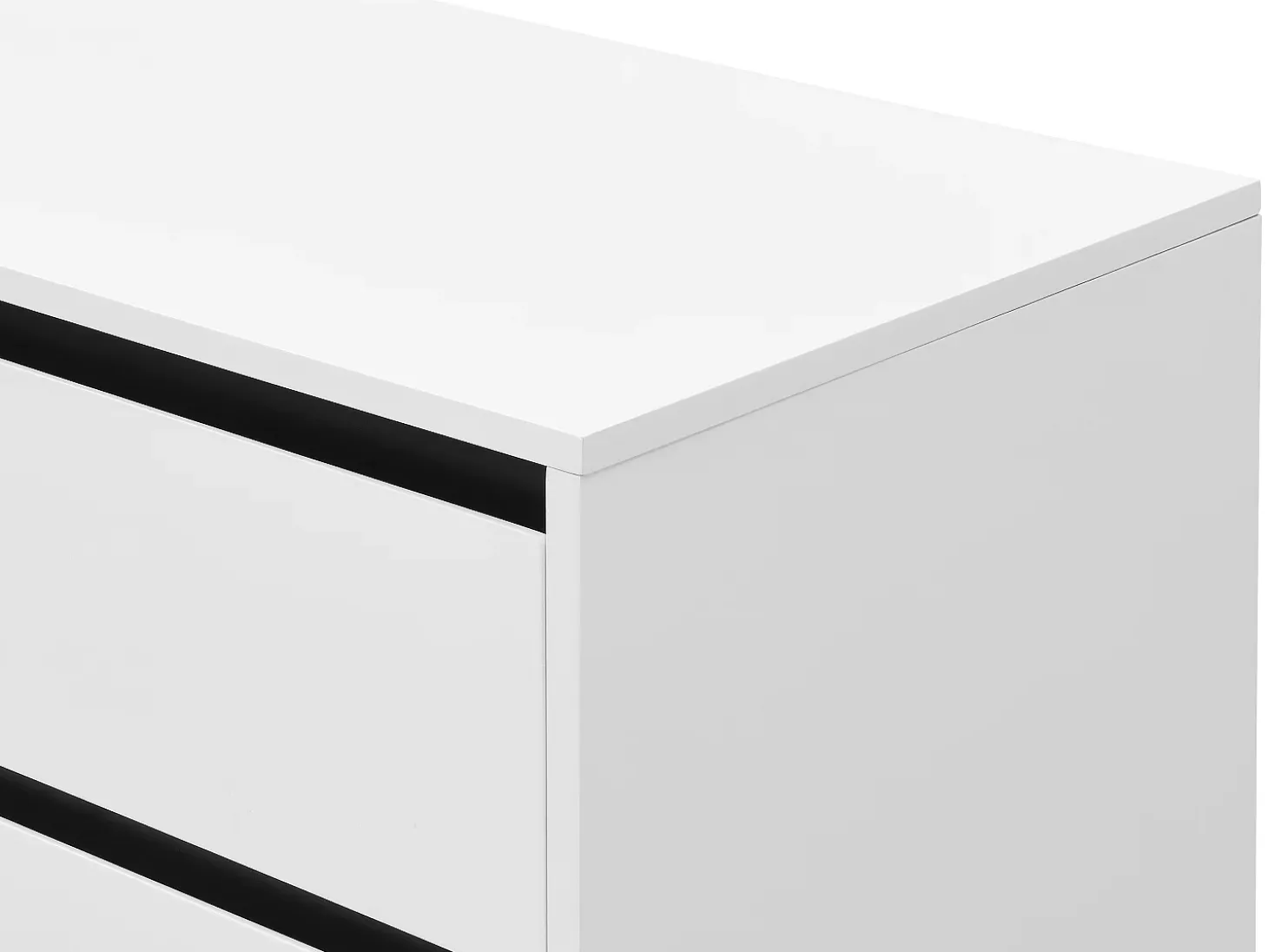 Aparador con 2 puertas y 3 cajones de MDF y acero - Blanco y negro - ABUJA