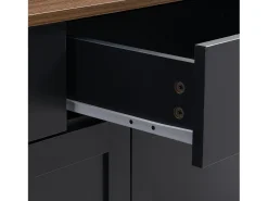 Aparador con 4 puertas y 3 cajones - mueble de almacenaje - mueble de madera - gris negro (160x37x75 cm)