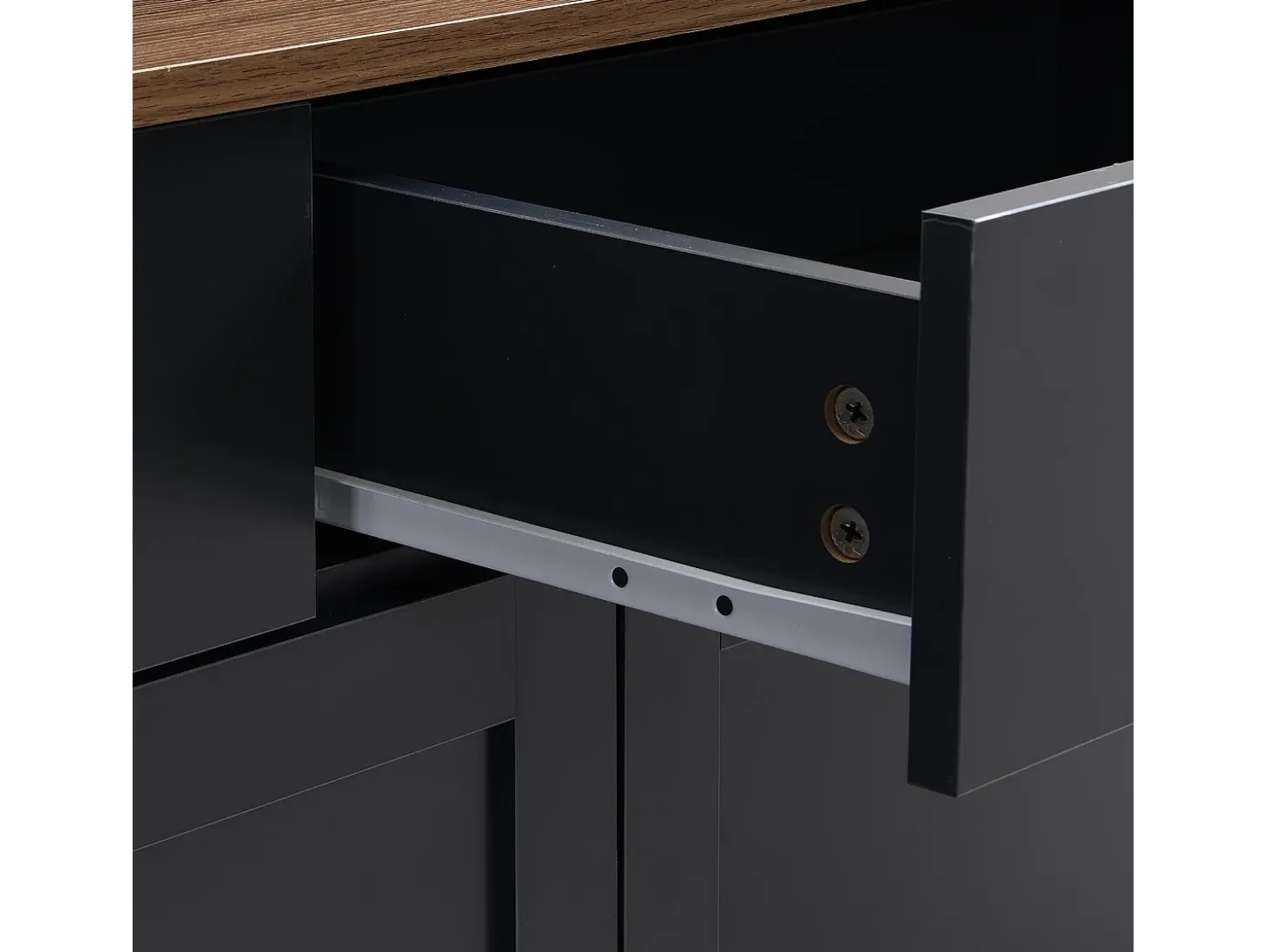Aparador con 4 puertas y 3 cajones - mueble de almacenaje - mueble de madera - gris negro (160x37x75 cm)