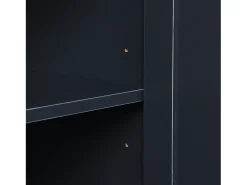 Aparador con 4 puertas y 3 cajones, diseño rústico, MDF, gris antracita y madera (160x37x75cm)