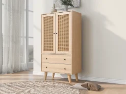 Aparador con 2 puertas y 2 cajones, espacio de almacenamiento, MDF, roble, (60x40x120 cm)