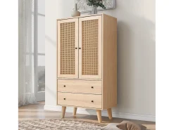 Aparador con 2 puertas y 2 cajones, espacio de almacenamiento, MDF, roble, (60x40x120 cm)