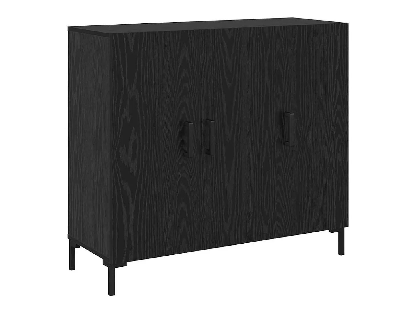 Aparador con almacenaje con puerta Negro 90 x 34 x 80 cm Madera de ingeniería