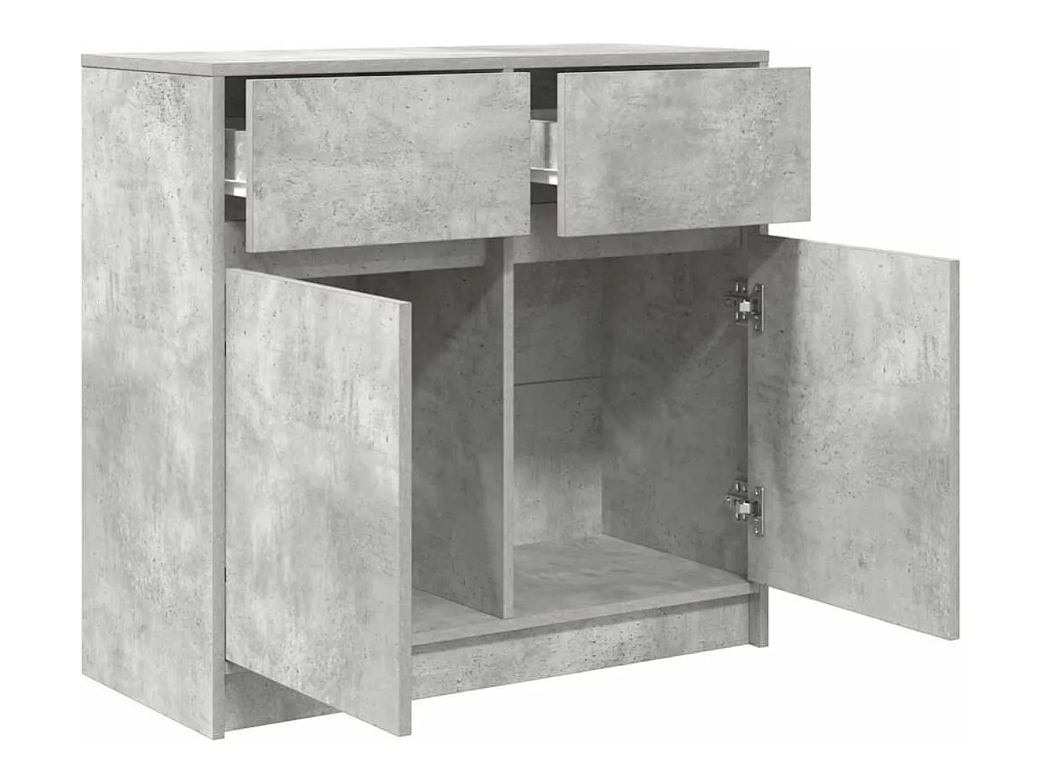 Aparador con cajón gris hormigón 80x34x76 cm madera de ingeniería