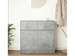 Aparador con cajón gris hormigón 80x34x76 cm madera de ingeniería