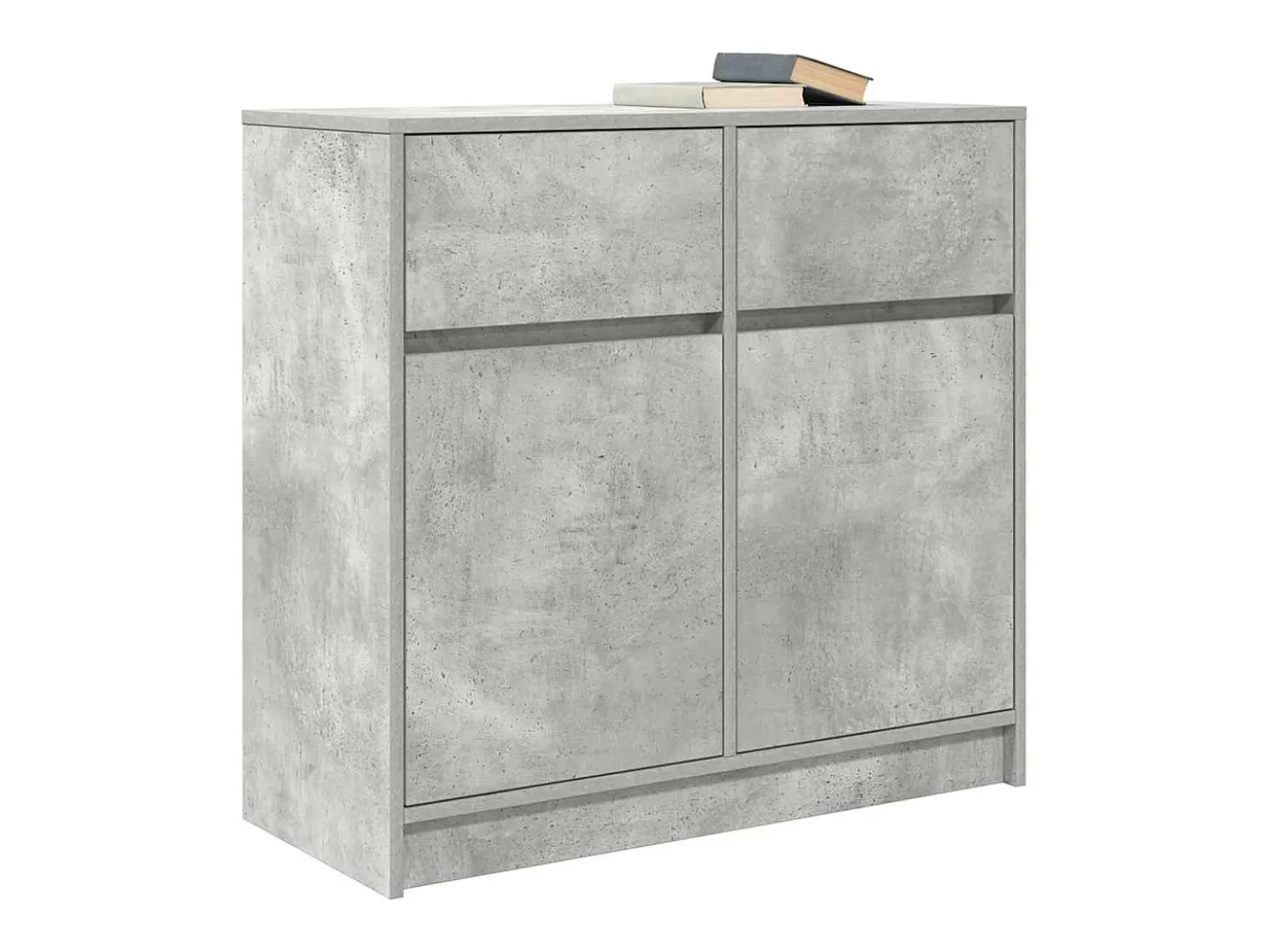 Aparador con cajón gris hormigón 80x34x76 cm madera de ingeniería