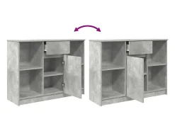 Aparador con cajón gris hormigón 101x35x76 cm madera ingeniería
