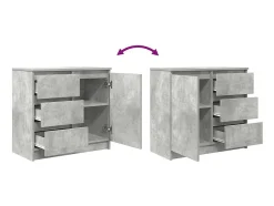 Aparador con cajón gris hormigón 71x35x65 cm madera de ingeniería