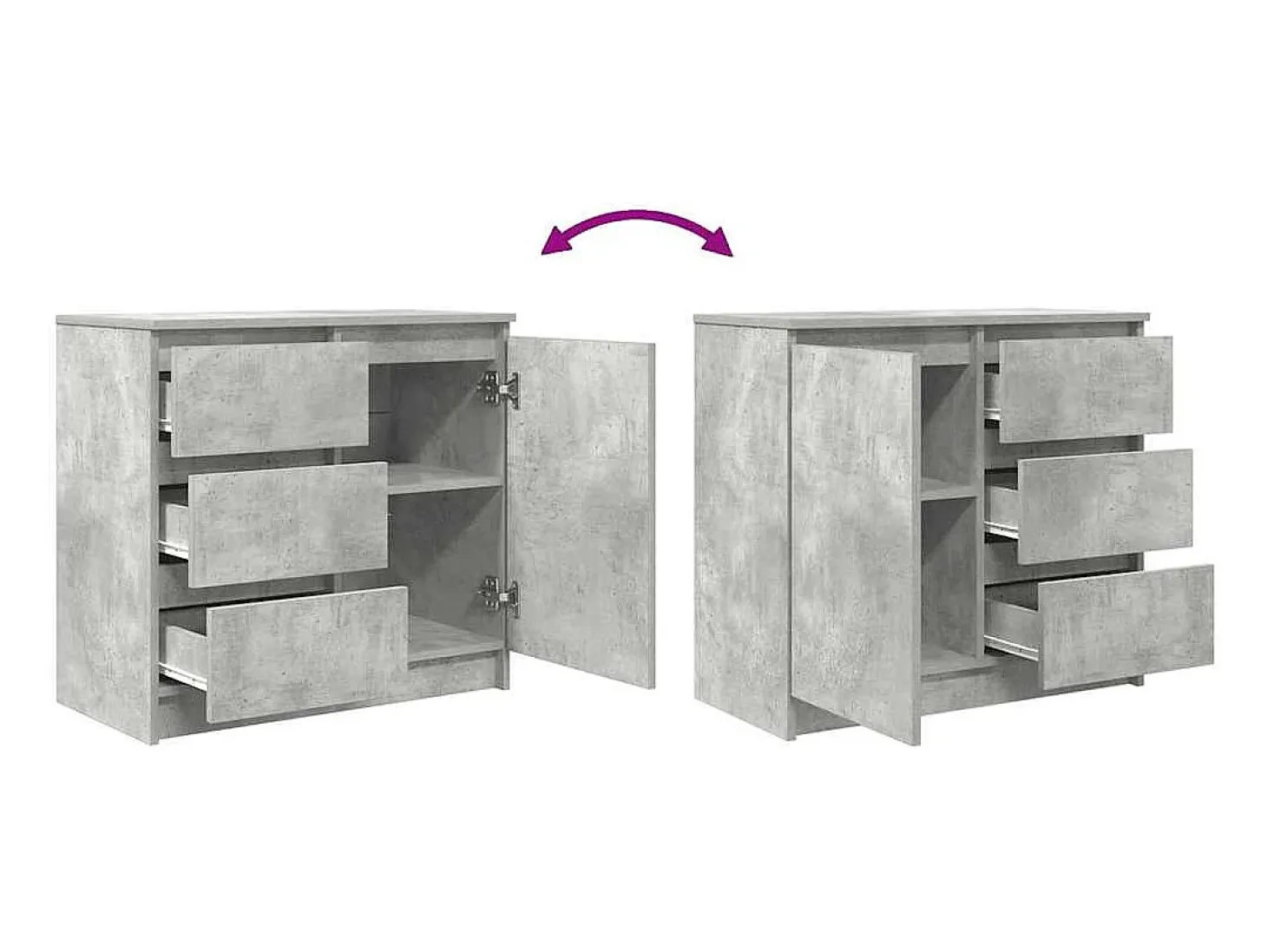 Aparador con cajón gris hormigón 71x35x65 cm madera de ingeniería