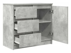Aparador con cajón gris hormigón 71x35x65 cm madera de ingeniería