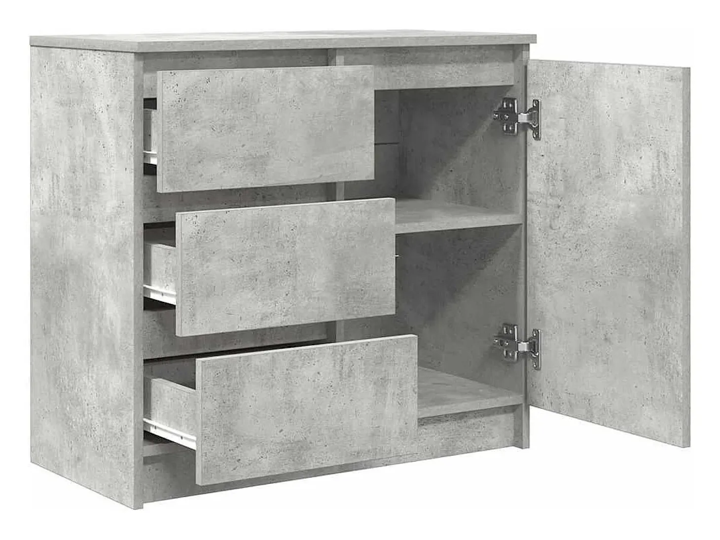 Aparador con cajón gris hormigón 71x35x65 cm madera de ingeniería