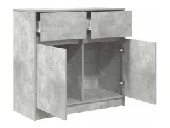 Aparador con cajón gris hormigón 80x34x76 cm madera ingeniería