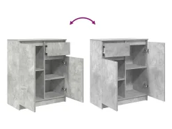 Aparador con cajón gris hormigón 71x35x84 cm madera ingeniería