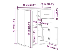Aparador con cajón Madera vieja 60 x 31 x 70 cm Madera de ingeniería