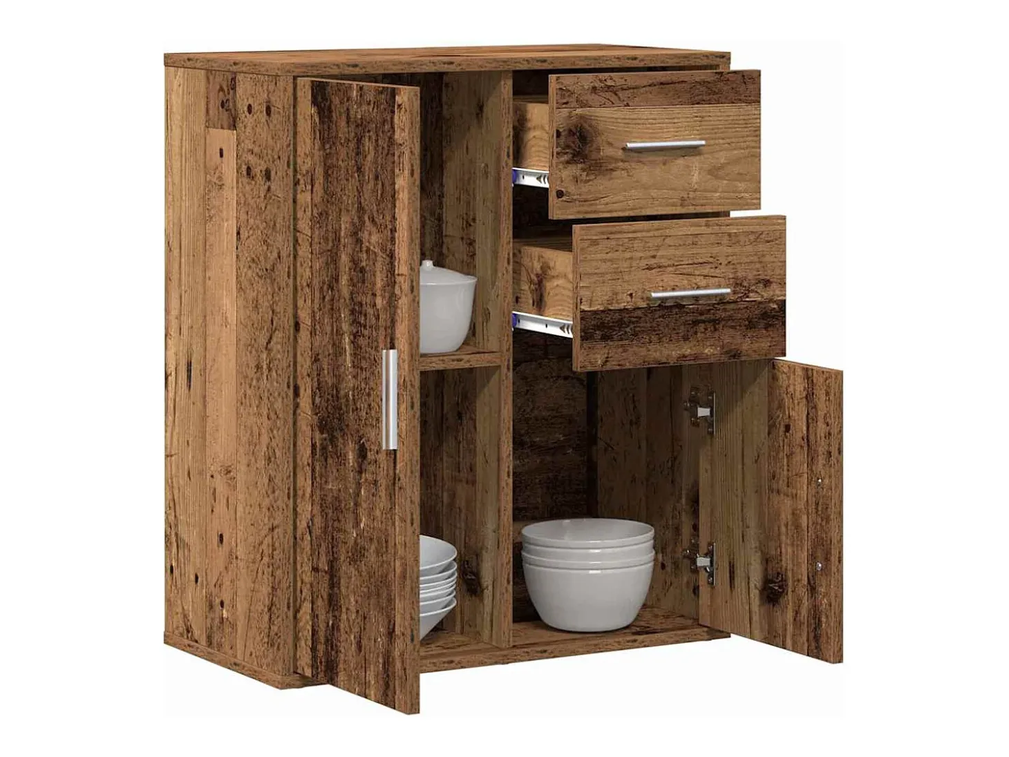 Aparador con cajón Madera vieja 60 x 31 x 70 cm Madera de ingeniería