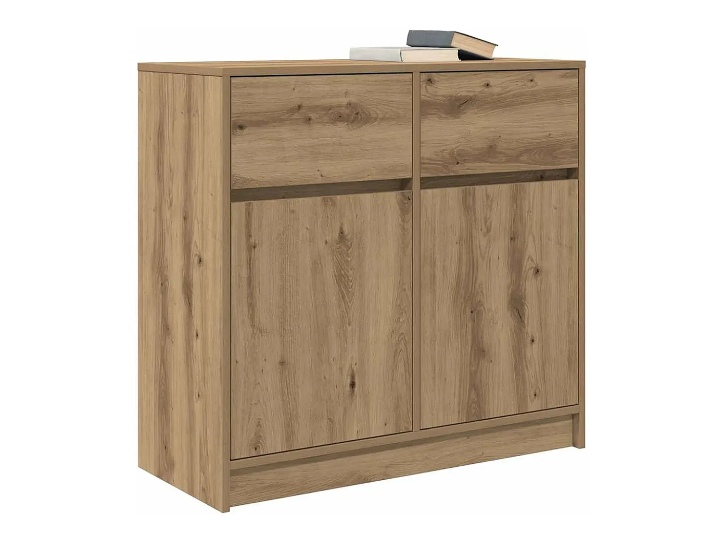 Aparador con cajón roble artesanal 80x34x76cm madera ingeniería