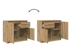 Aparador con cajón roble artesanal 71x35x65cm madera ingeniería