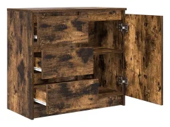 Aparador con cajón roble ahumado 71x35x65 cm madera ingeniería
