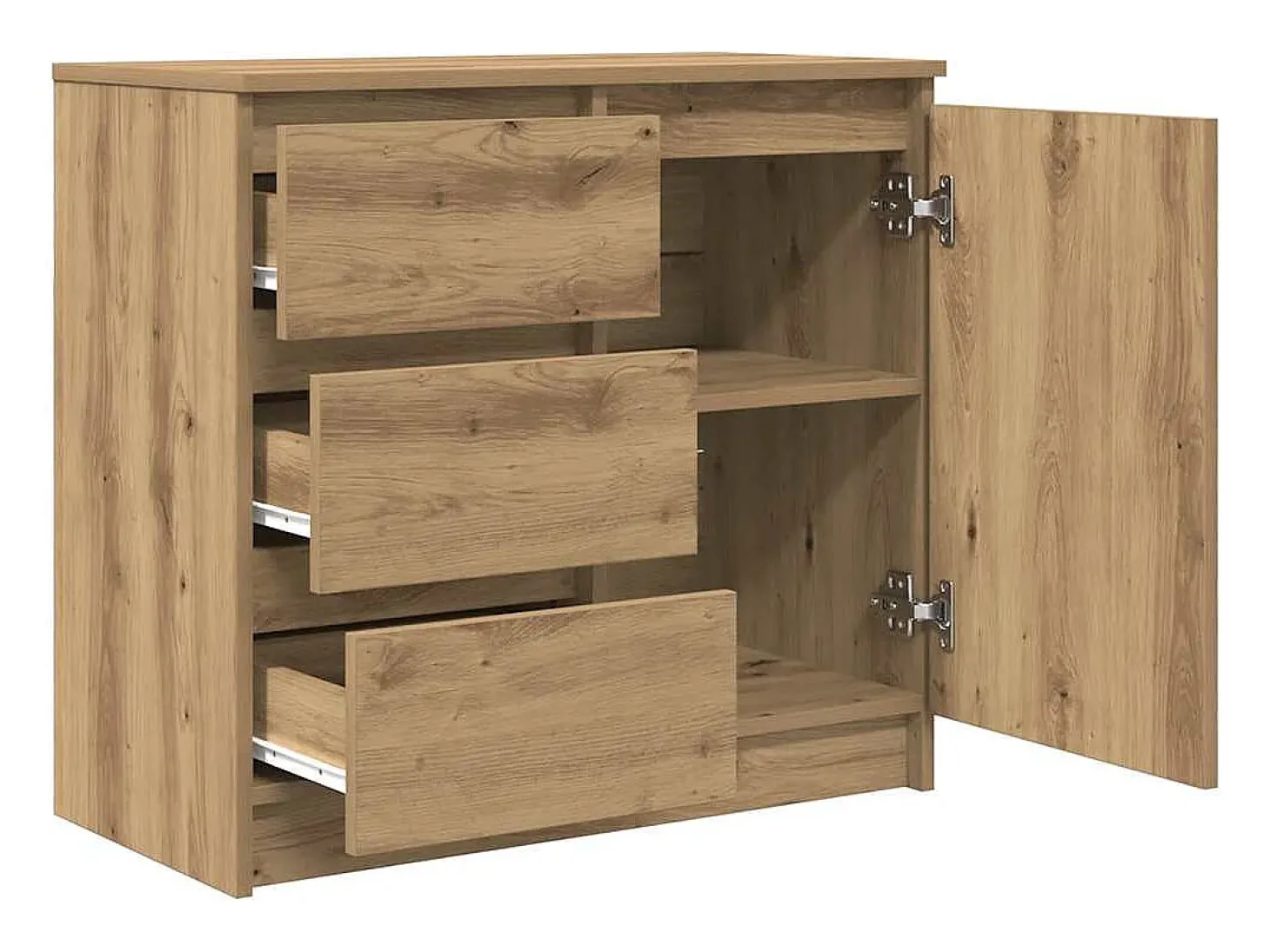 Aparador con cajón roble artesanal 71x35x65cm madera ingeniería