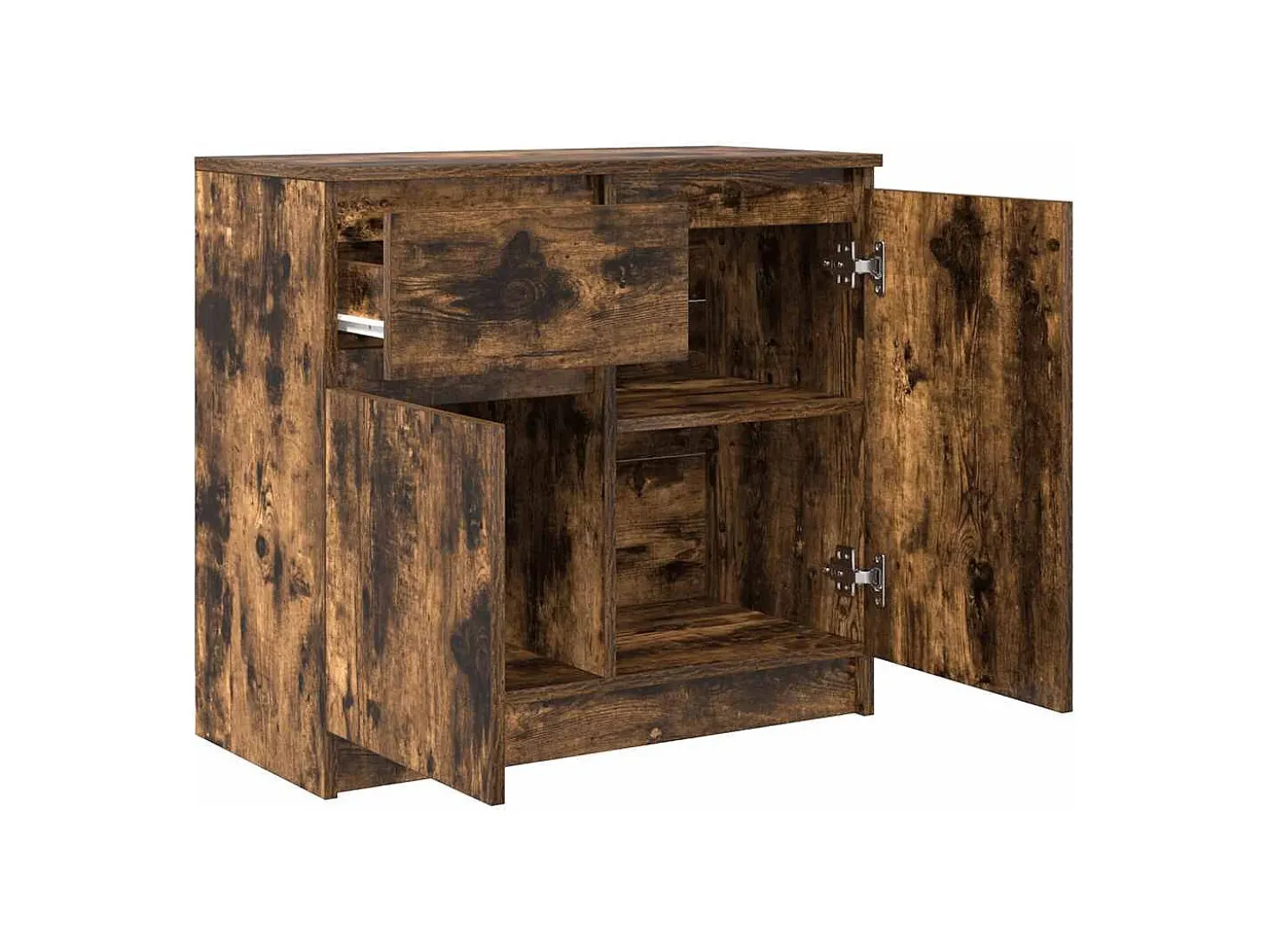 Aparador con cajón roble ahumado 71x35x65 cm madera ingeniería