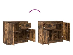Aparador con cajón roble ahumado 71x35x65 cm madera ingeniería
