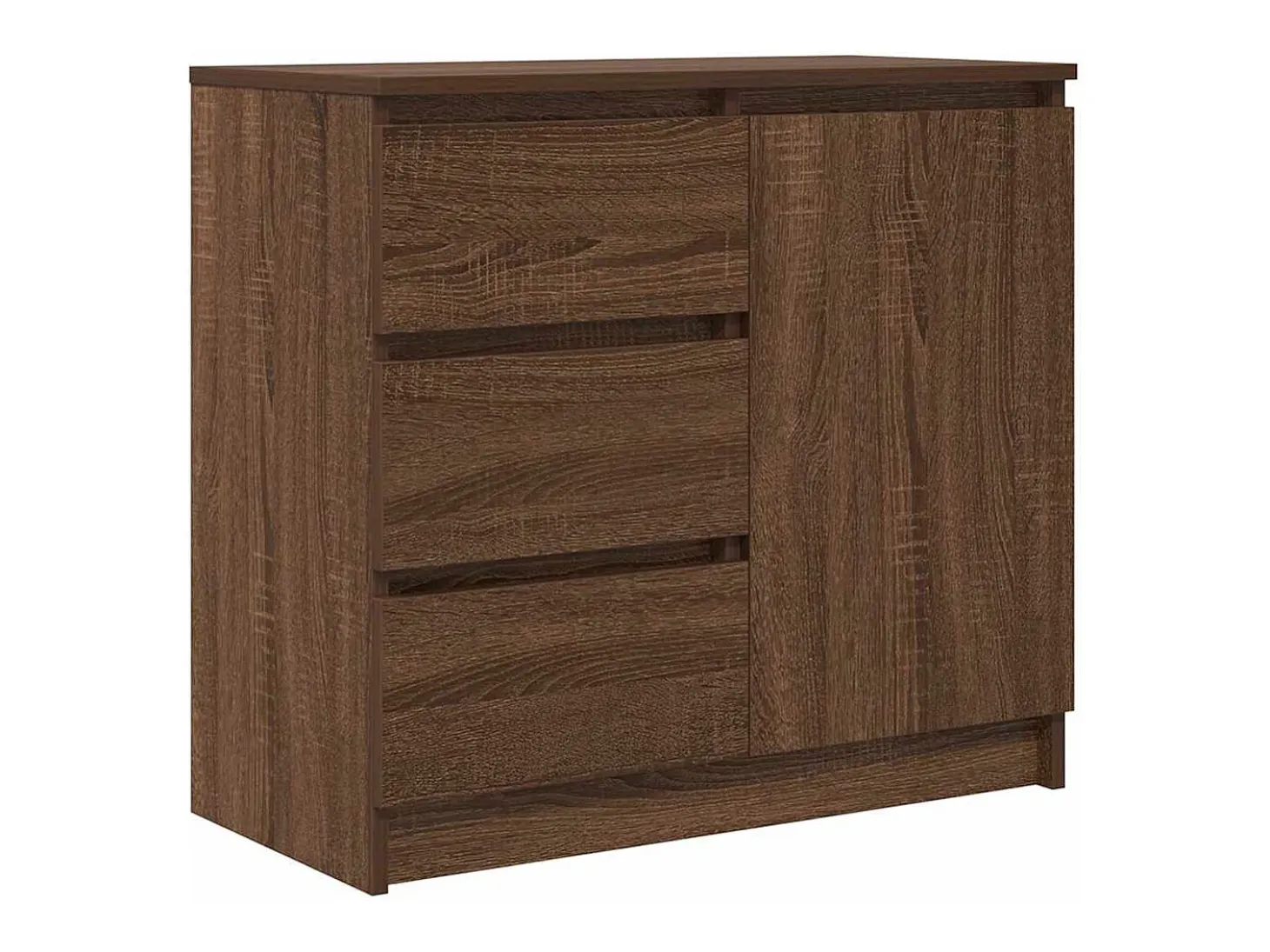 Aparador con cajón roble marrón 71x35x65 cm madera de ingeniería