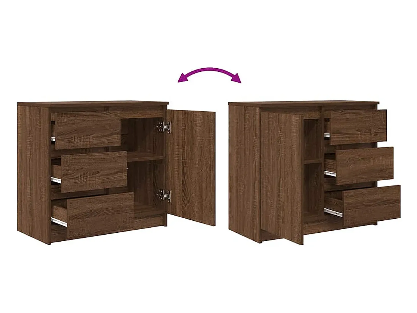 Aparador con cajón roble marrón 71x35x65 cm madera de ingeniería