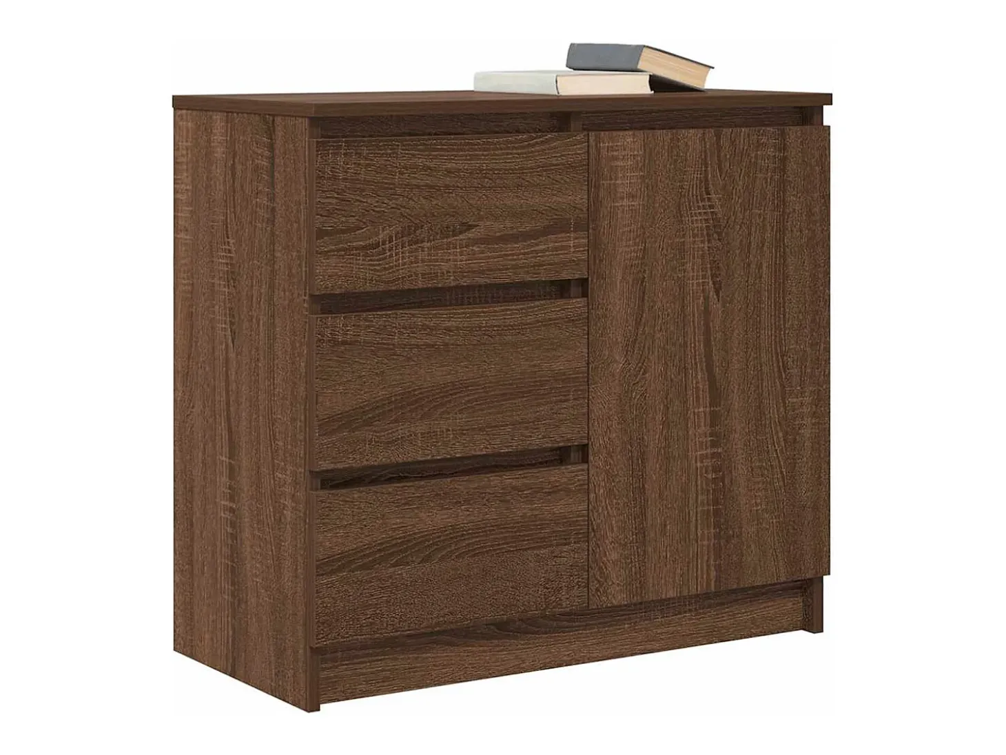 Aparador con cajón roble marrón 71x35x65 cm madera de ingeniería
