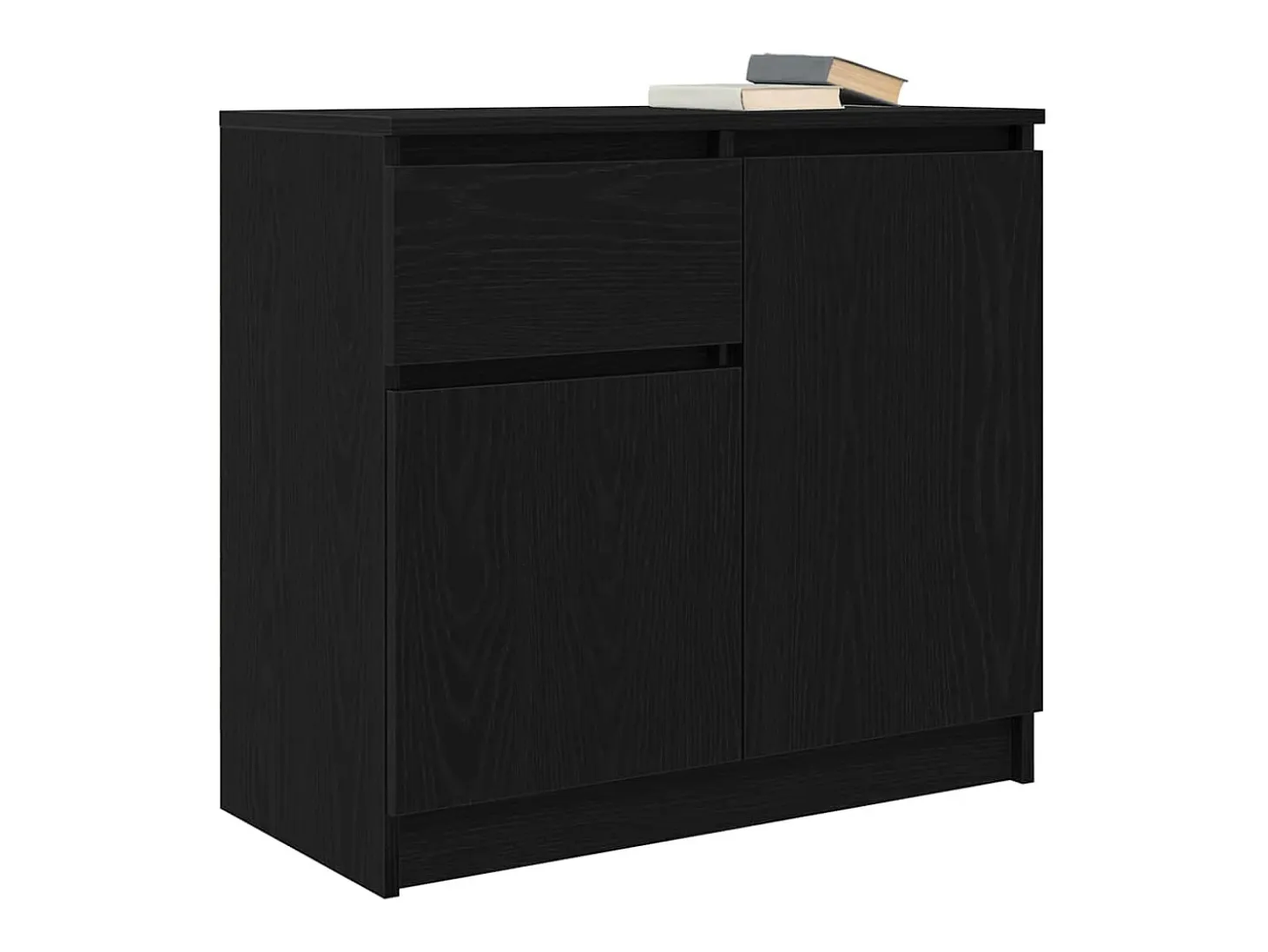Aparador con cajón roble negro 71x35x65 cm madera de ingeniería