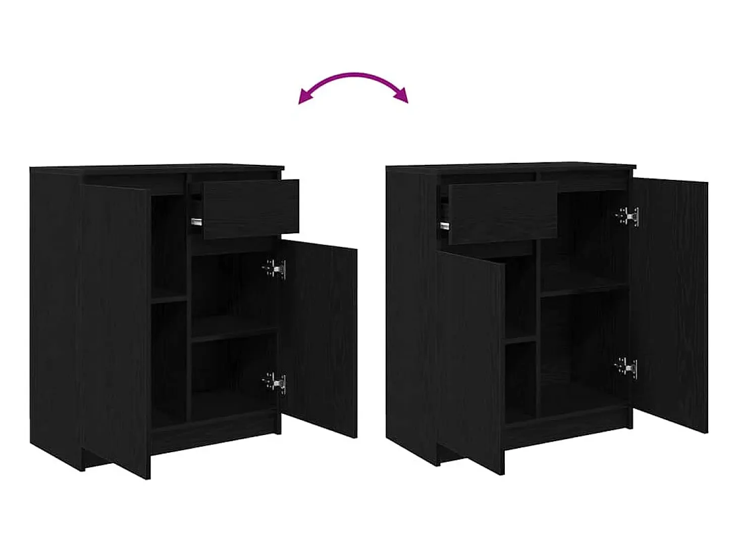 Aparador con cajón roble negro 71x35x84 cm madera de ingeniería