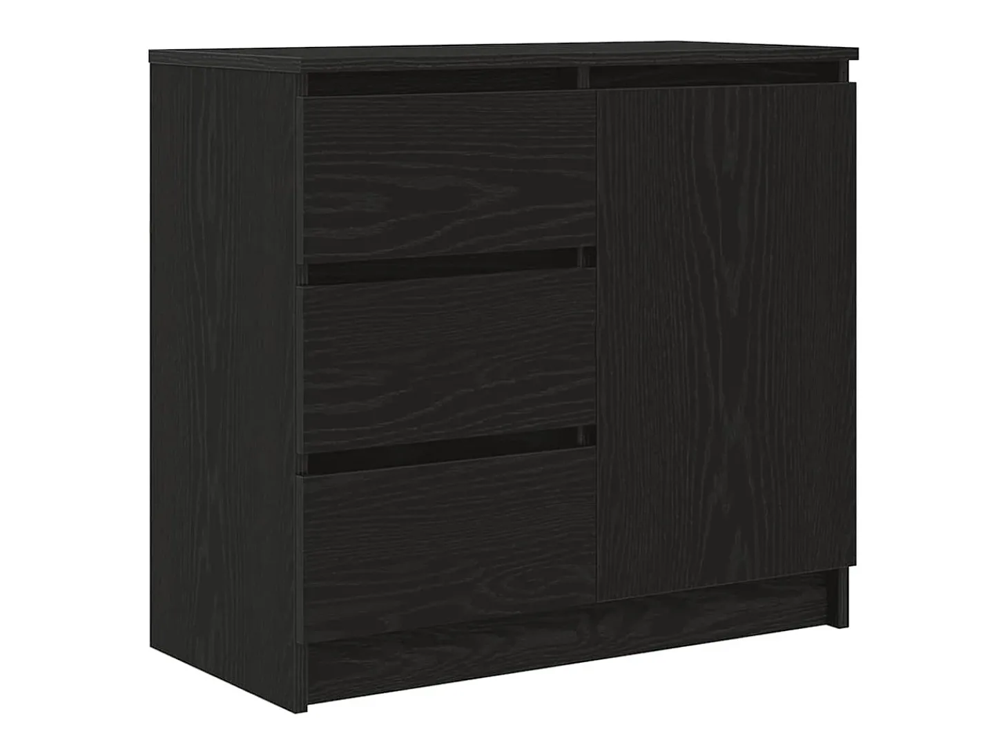 Aparador con cajón roble negro 71x35x65 cm madera de ingeniería