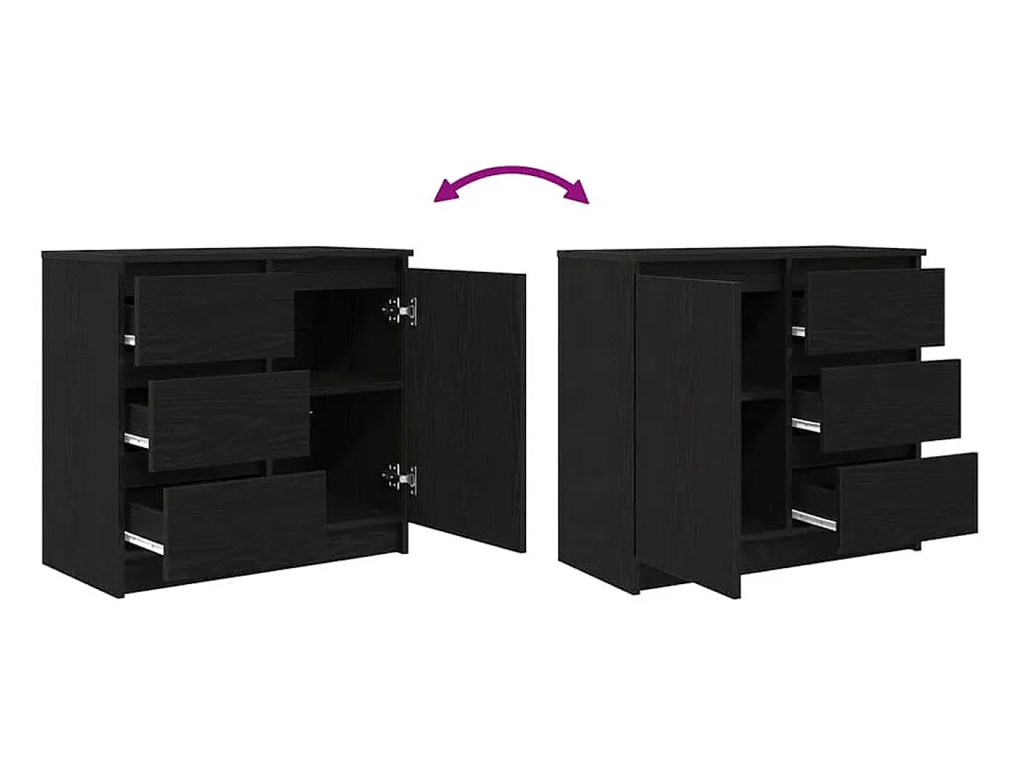 Aparador con cajón roble negro 71x35x65 cm madera de ingeniería